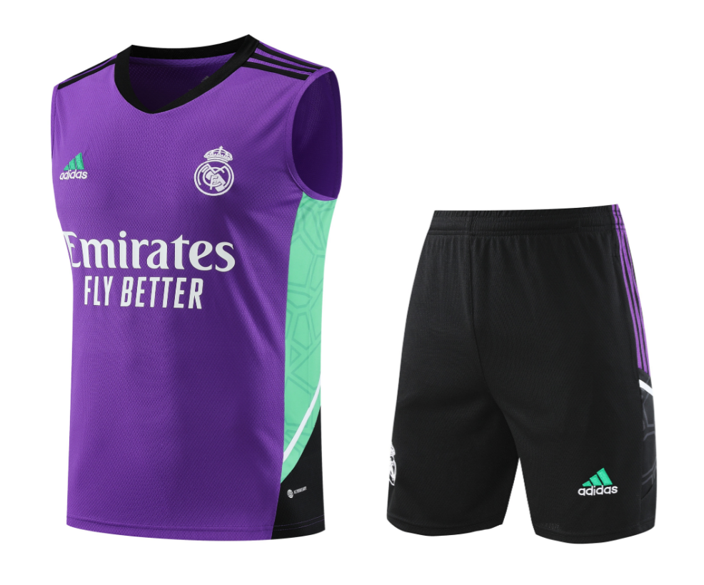 Camiseta Sin Mangas Real Madrid CF Pre-Match 2022-2023 Púrpura + Pantalones